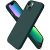 Husa iPhone 14 Plus, Silicon Catifelat cu Interior Microfibra, Verde Midnight